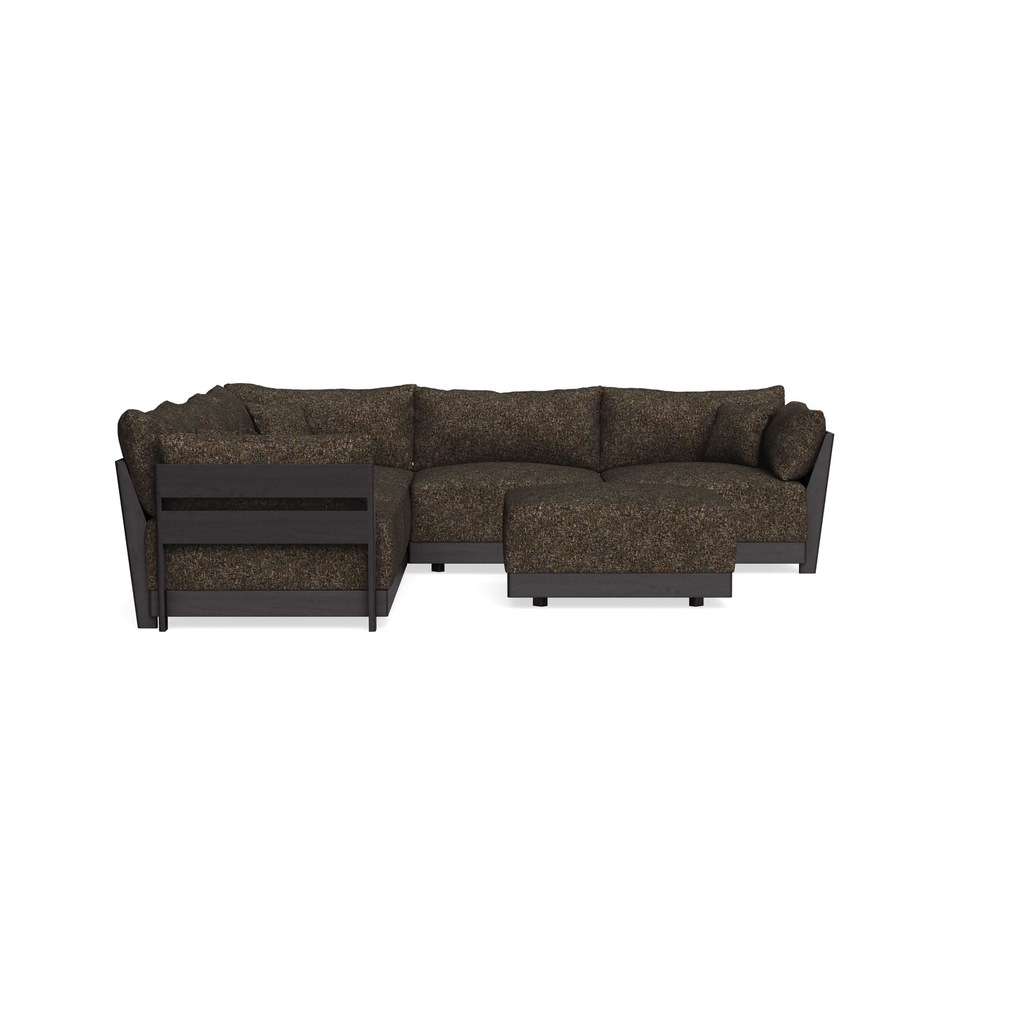 Modular Bondi Black 5-Seater Corner Sectional + Ottoman in Phantom | Memory Foam Blend