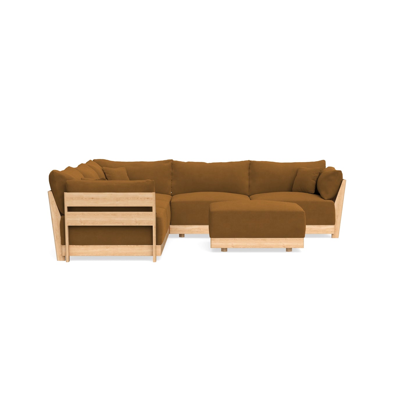 Slipcover Only - Modular Bondi 5-Seater Corner Sectional + Ottoman in Cognac
