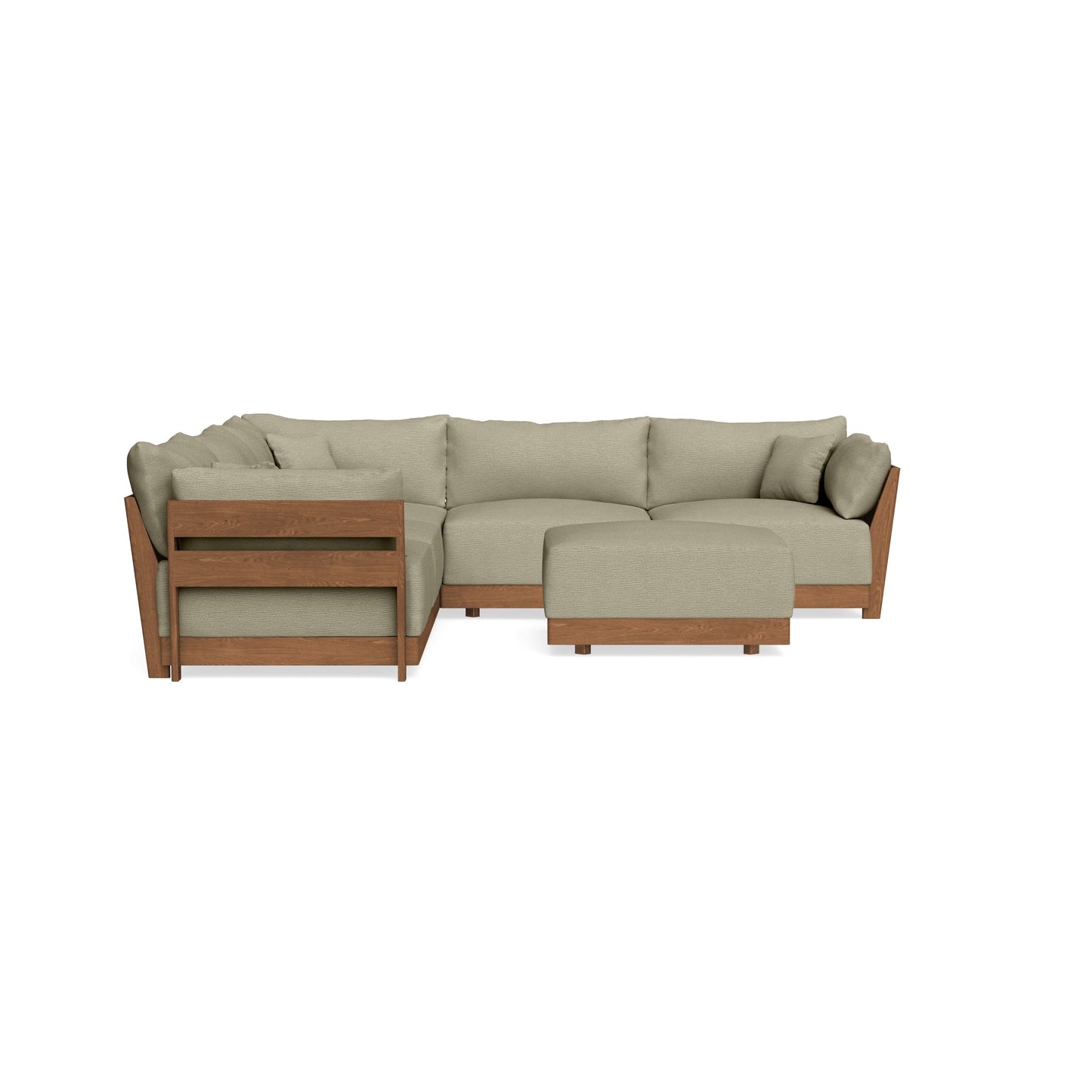 Modular Bondi Espresso 5-Seater Corner Sectional + Ottoman in Cappuccino | Memory Foam Blend