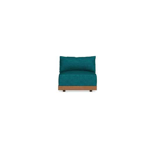 Modular Bondi Espresso Armless Chair in Marine Teal | Memory Foam Blend