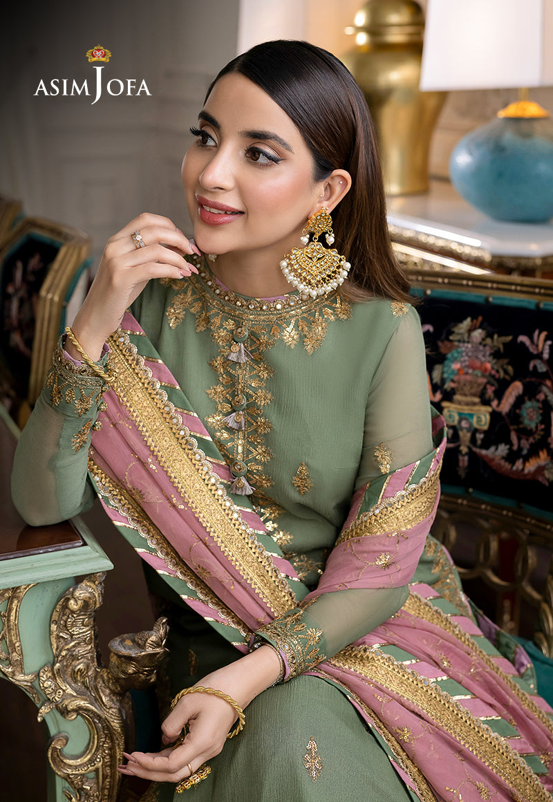 AJJM-19 EMBROIDERED CHIFFON , ORGANZA 3 PCS
