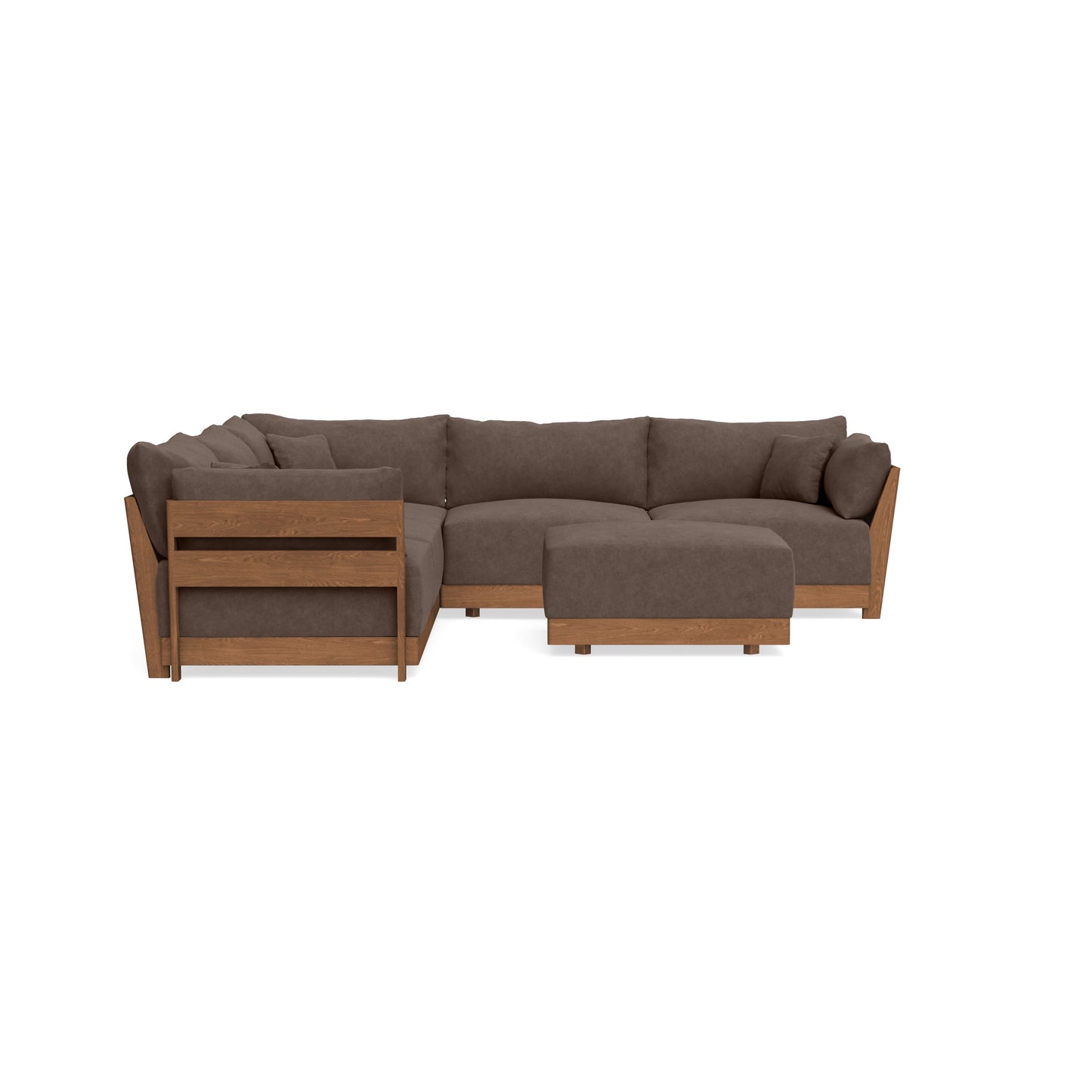 Modular Bondi Espresso 5-Seater Corner Sectional + Ottoman in Chocolate | Memory Foam Blend