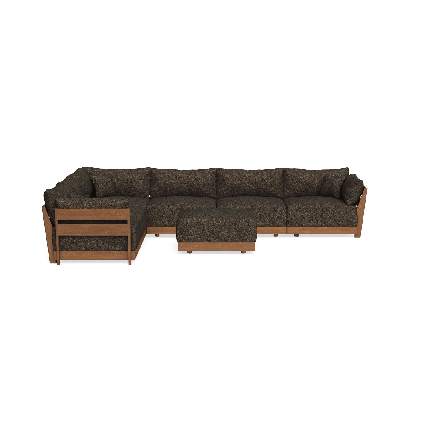 Modular Bondi Espresso 6-Seater Corner Sectional + Ottoman in Phantom | Memory Foam Blend