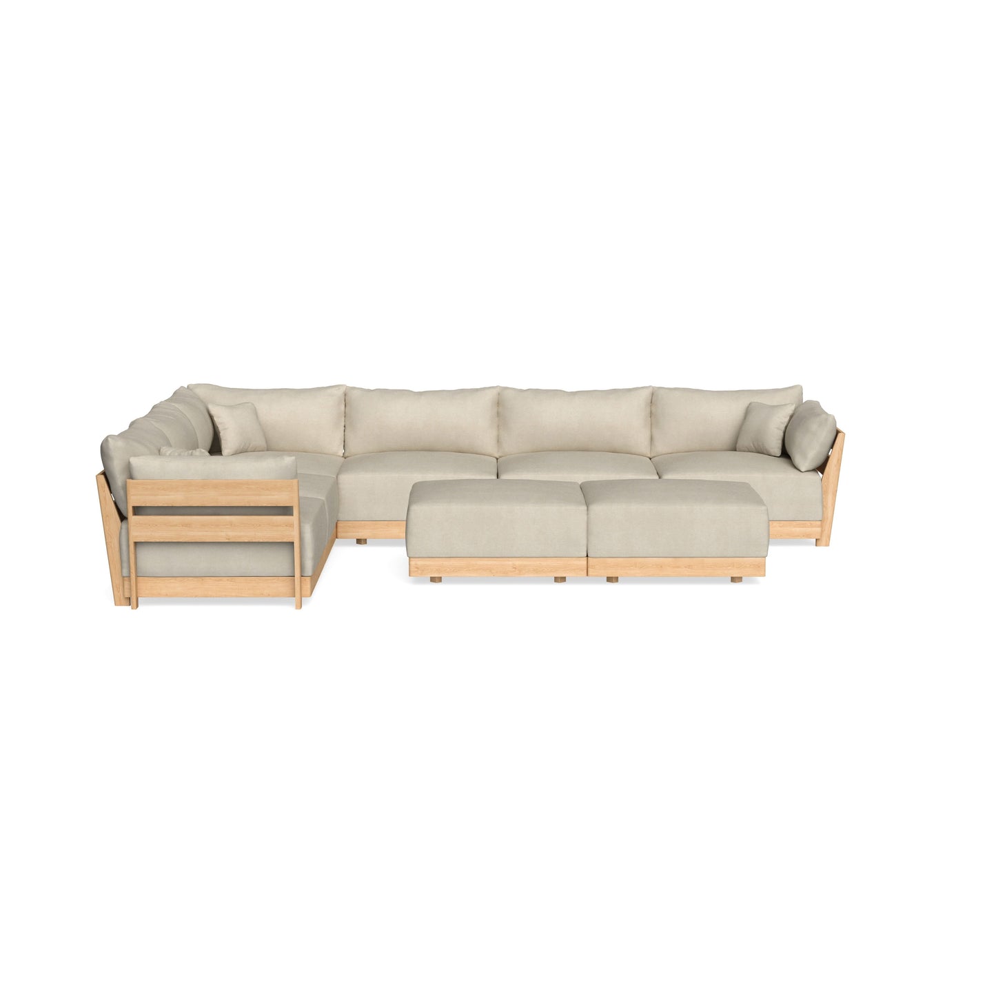 Slipcover Only - Modular Bondi 6-Seater Corner Sectional + Bench Ottoman in Almond