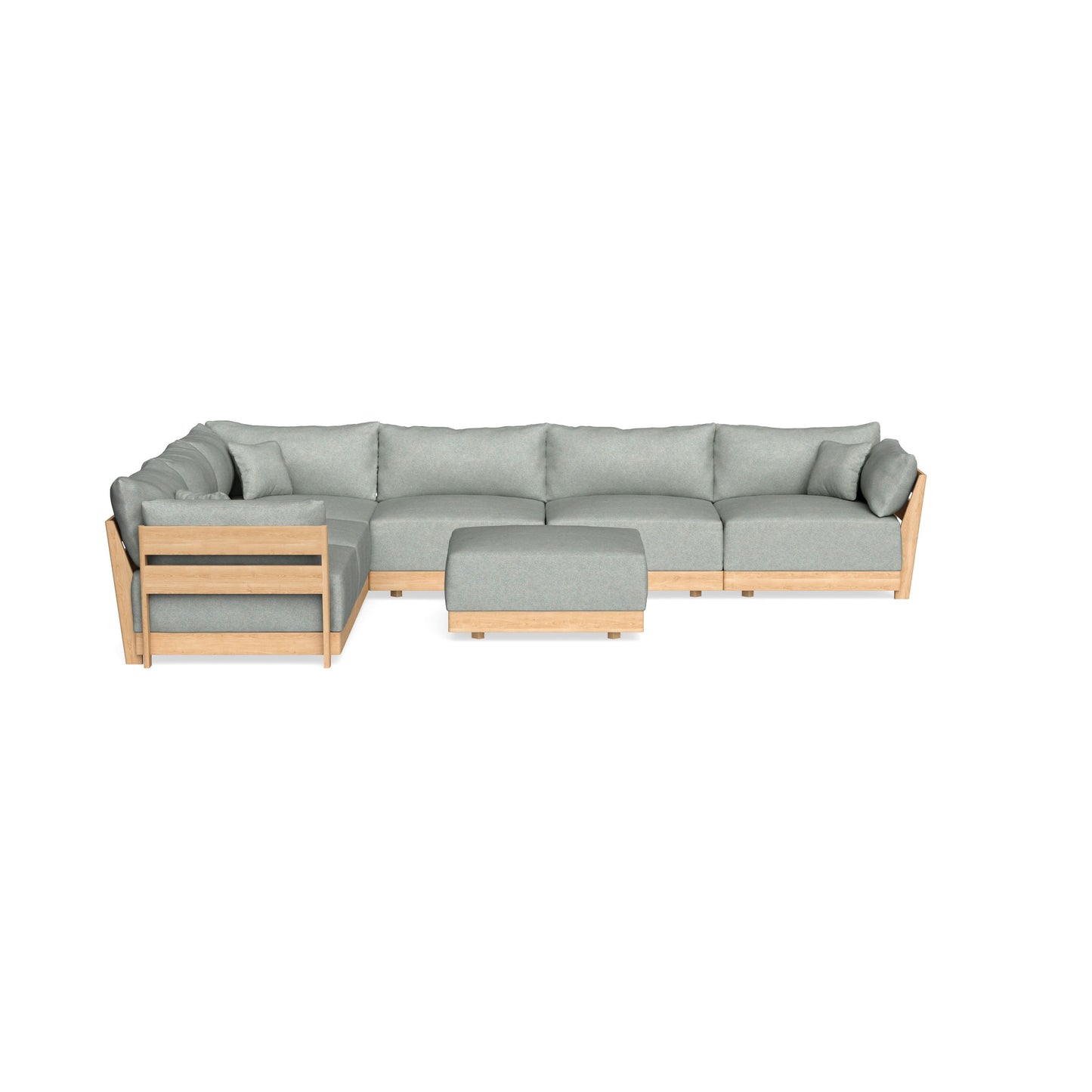 Modular Bondi Latte 6-Seater Corner Sectional + Ottoman in Spa | Memory Foam Blend