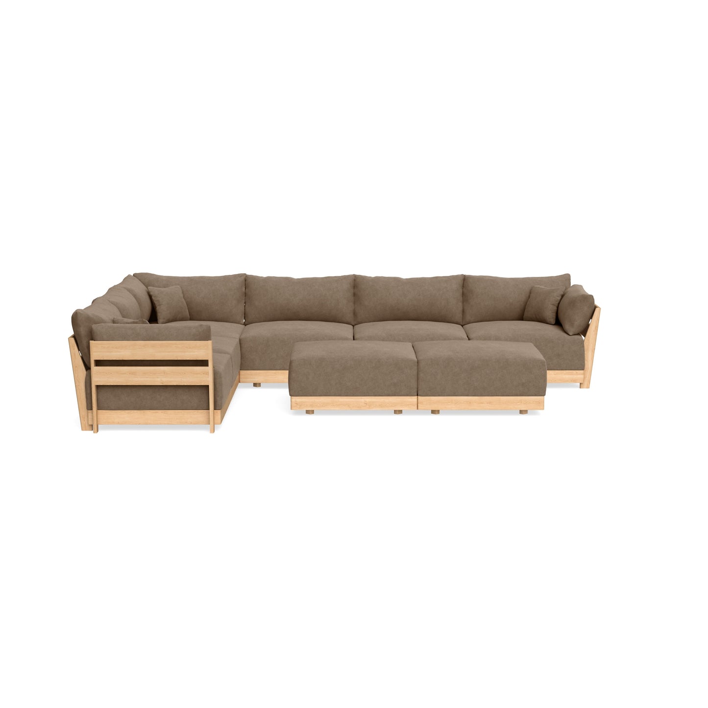 Slipcover Only - Modular Bondi 6-Seater Corner Sectional + Bench Ottoman in Coffee