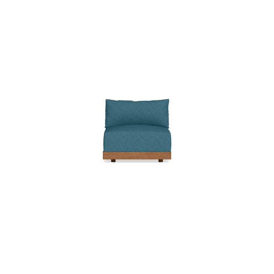 Modular Bondi Espresso Armless Chair in Aegean Blue | Memory Foam Blend