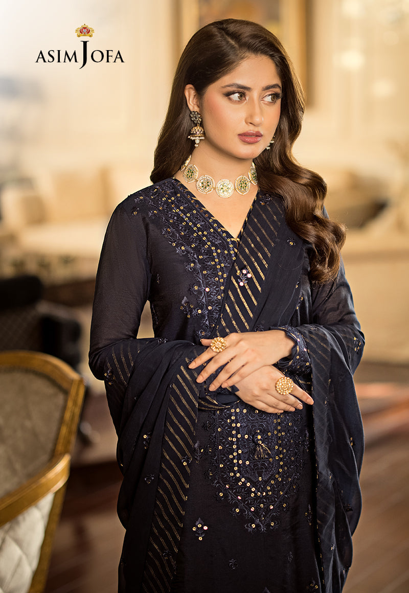 AJJM-16 EMBROIDERED CHANDERI COTTON 3 PCS