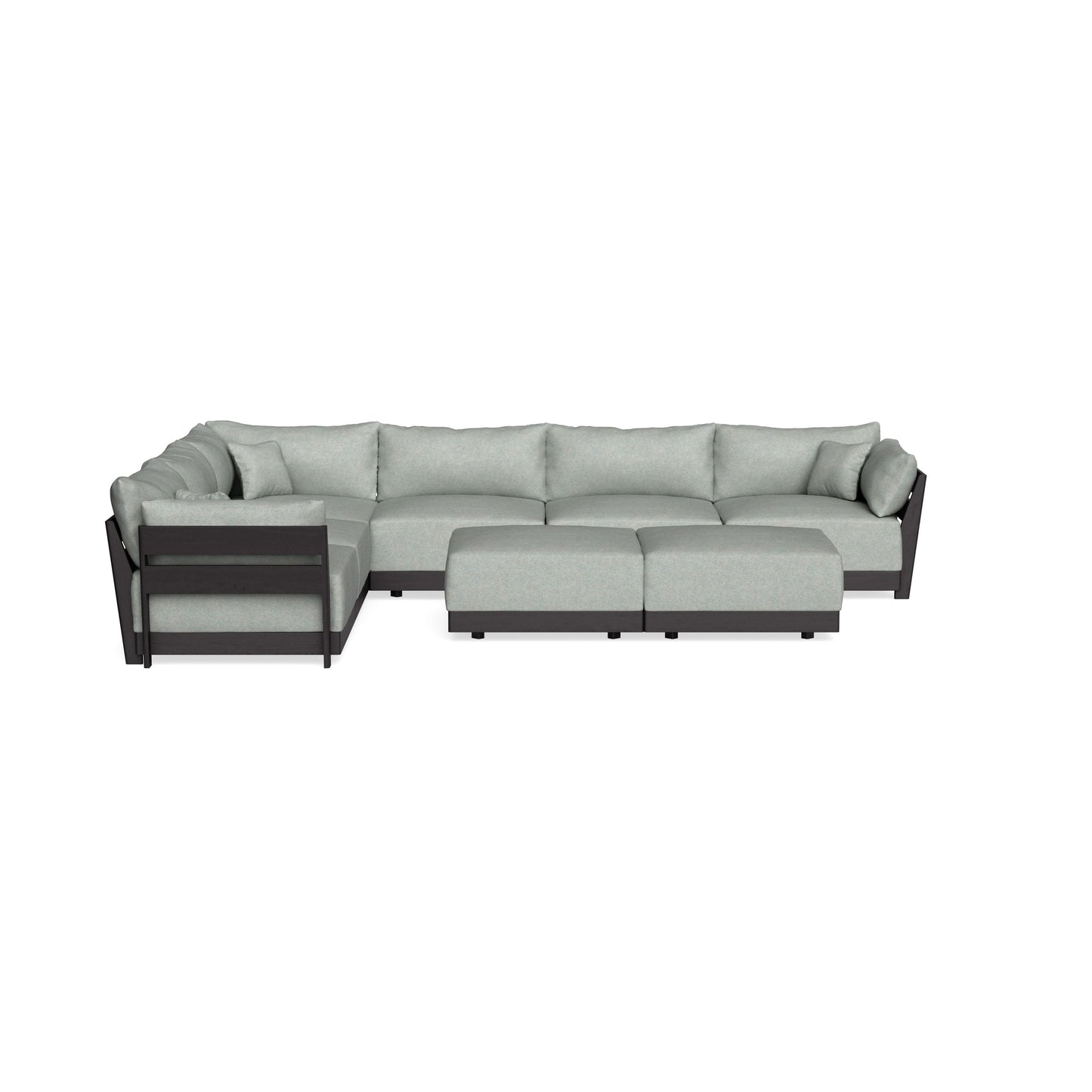 Modular Bondi Black 6-Seater Corner Sectional + Bench Ottoman in Spa | Classic Blend