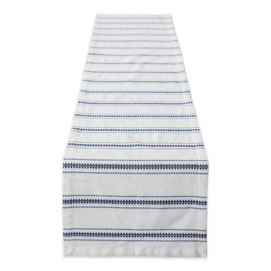 French Blue Zig Dobby Stripe Table Runner 14X108