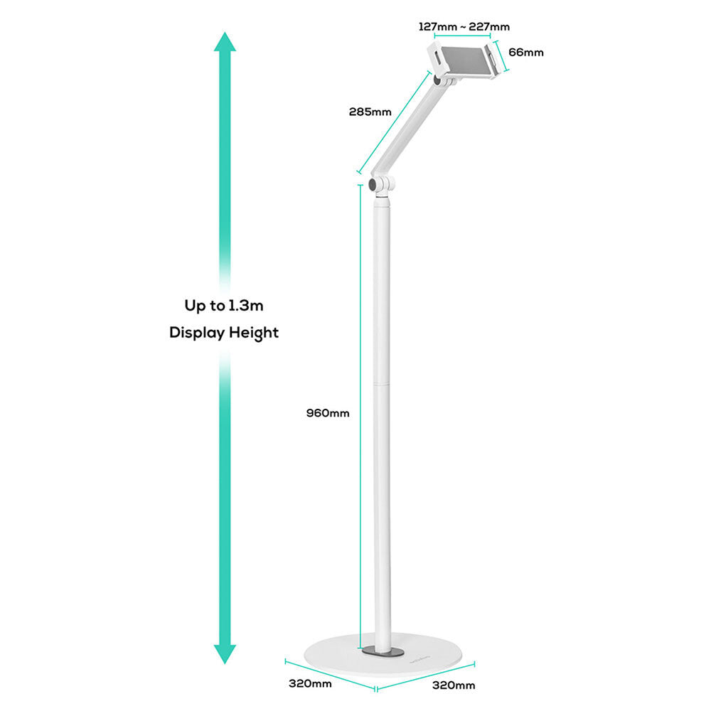Activiva Universal iPad & Tablet Floor Stand 1.3m (4.7-12.9") White