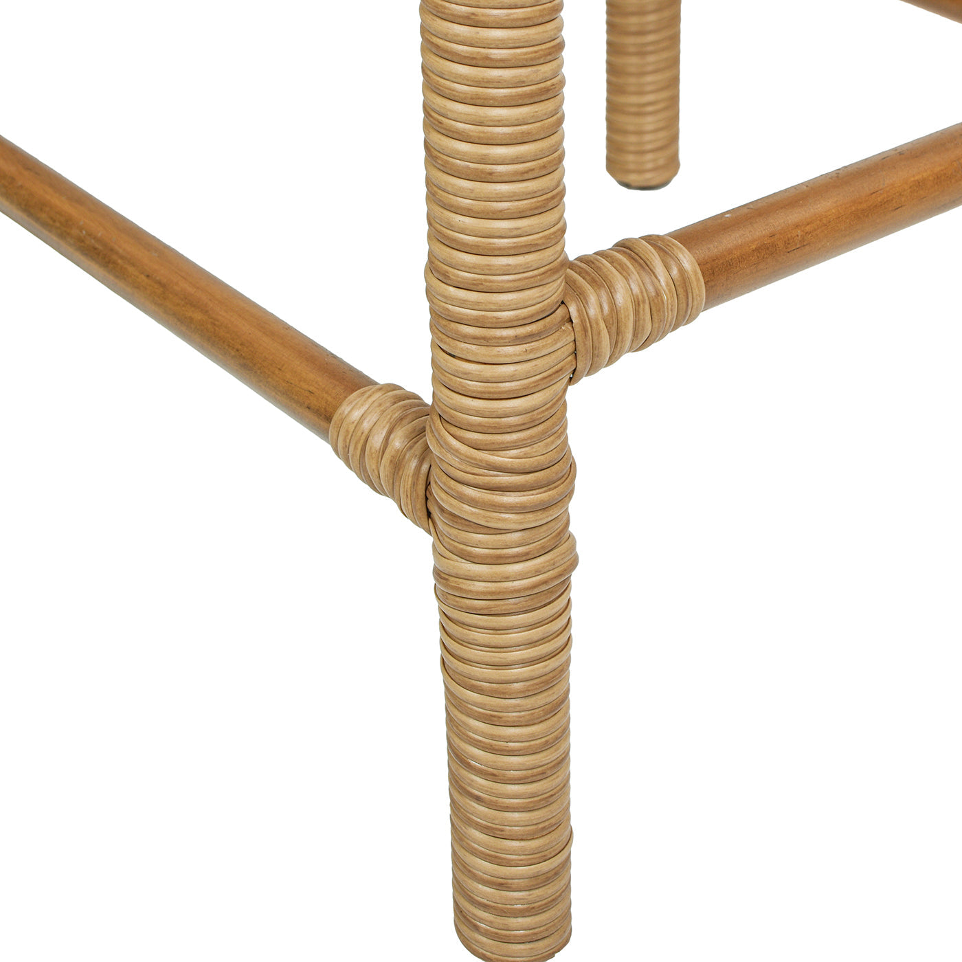 Upholstered Counter Stool with Resin Rattan Frame and Backless Design