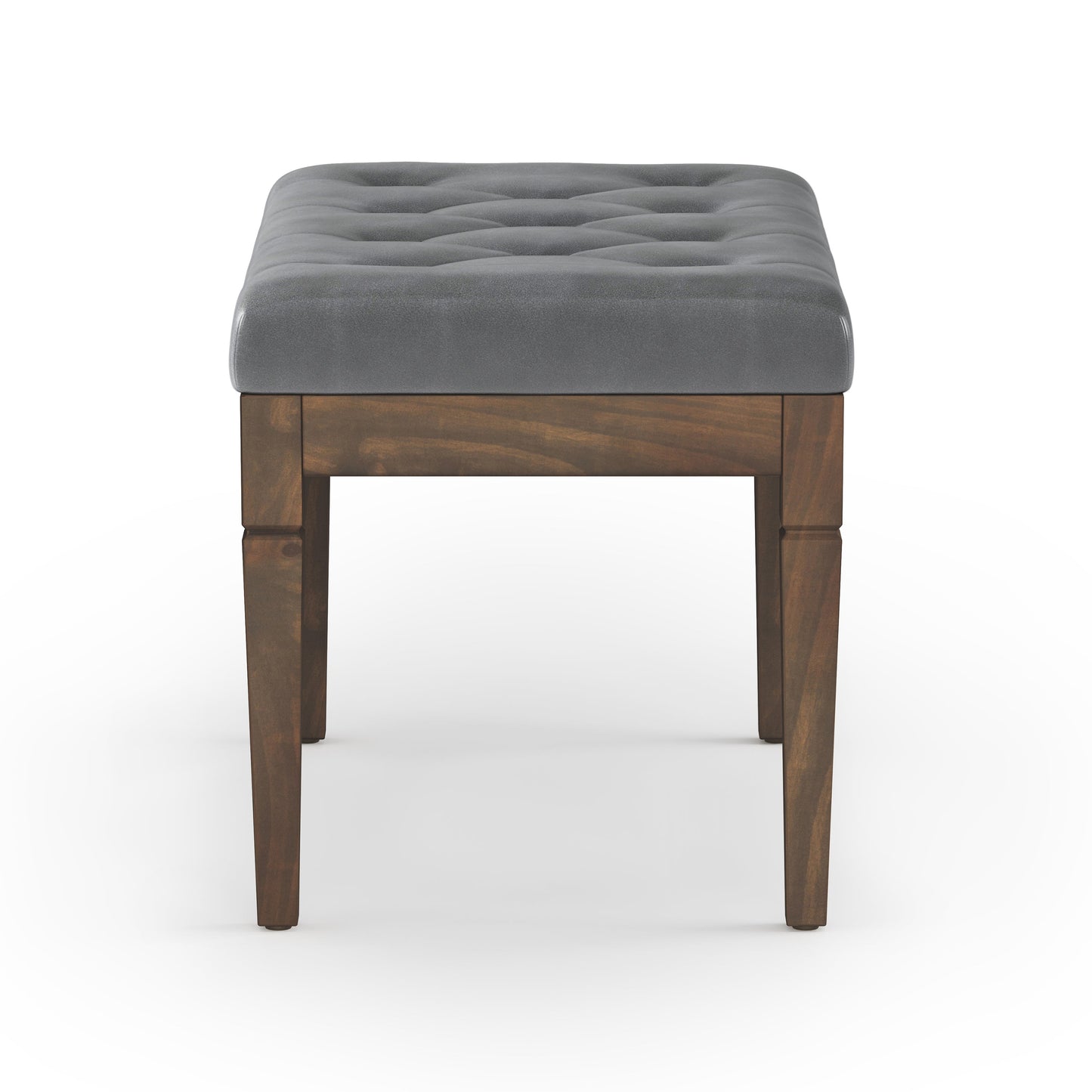 Flourishing Small Upholstered Tufted Ottoman Bench with Carved Legs