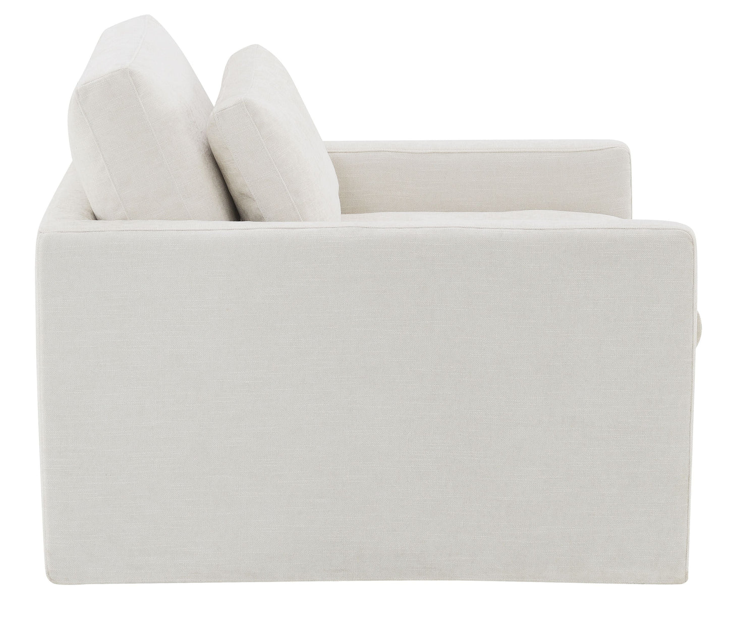 Upholstered Swivel Chair with Toss Pillow and Wood Frame