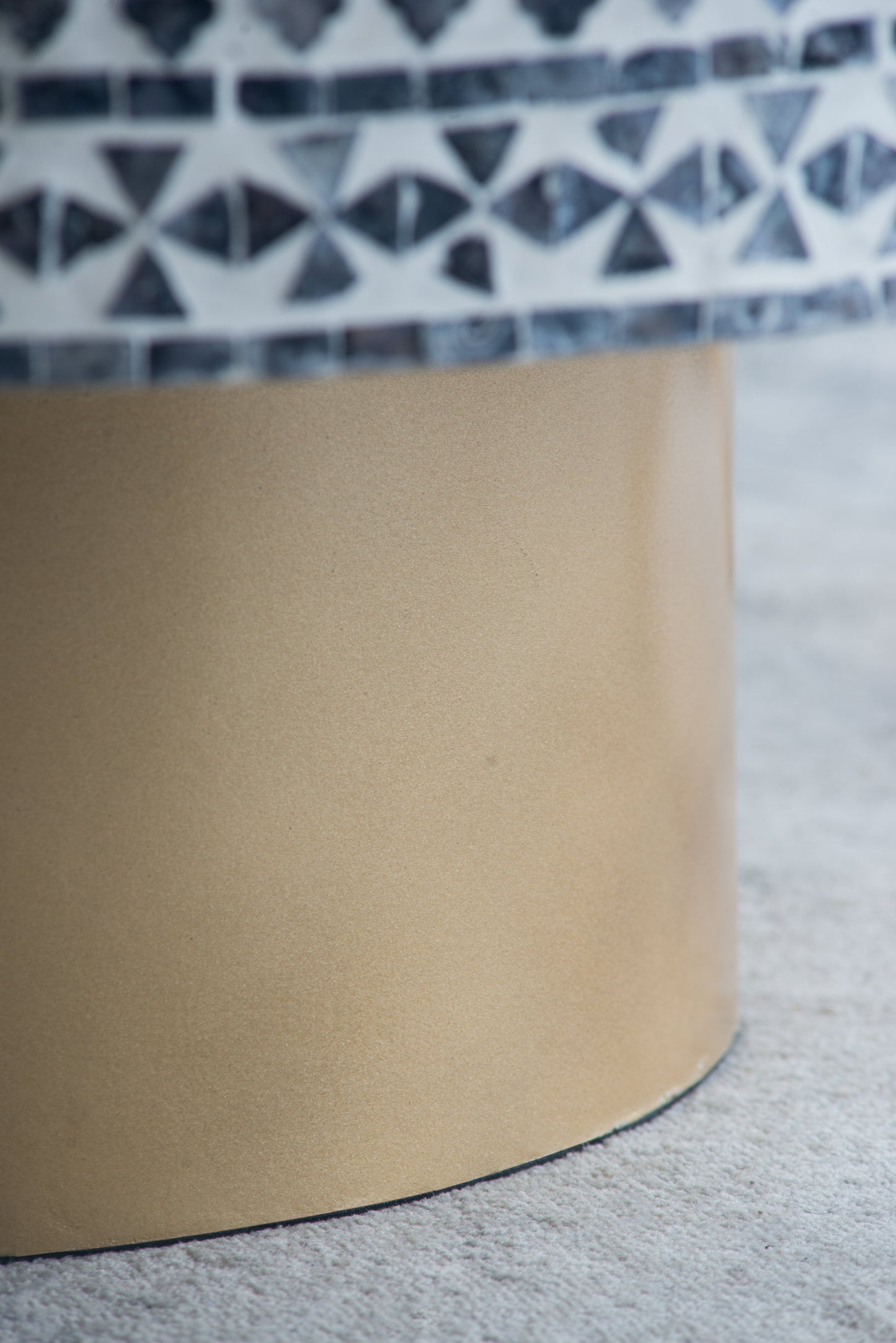Alacrits Round Coffee Table with Capiz Design and Pedestal Base