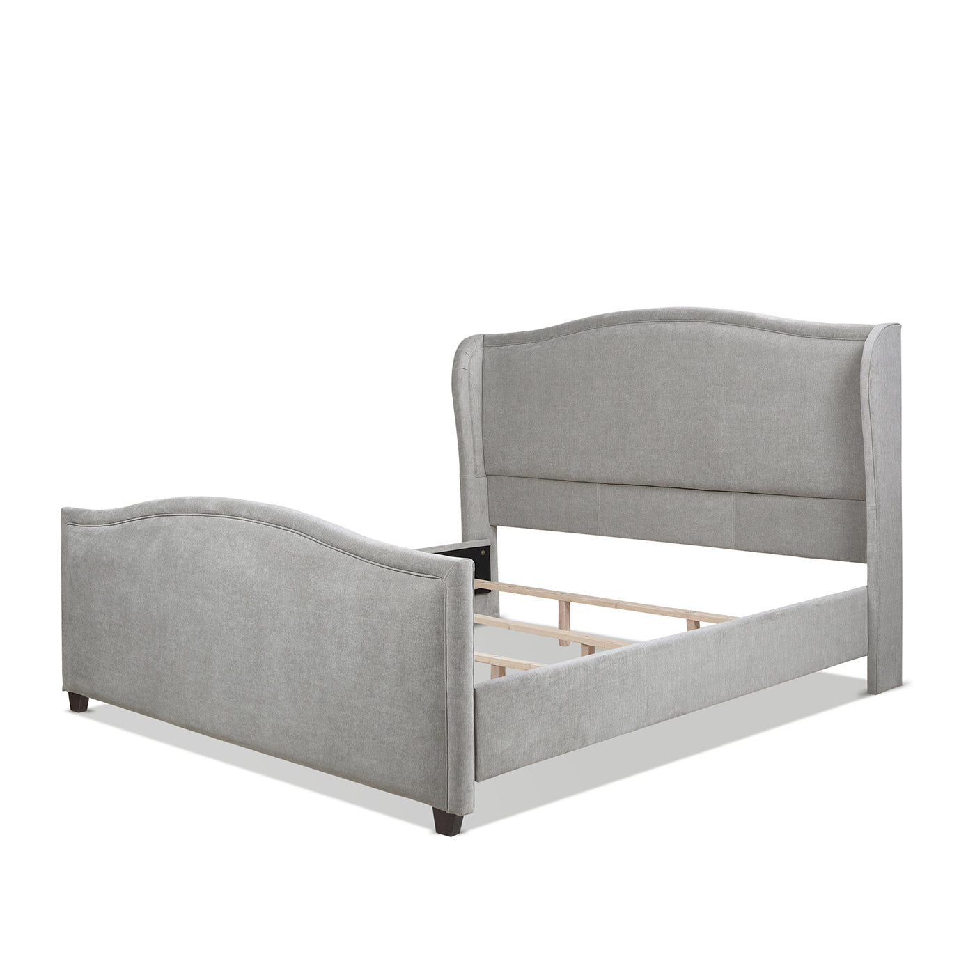 Upholstered King Size Panel Bed with Tall Wingback and Headboard Design