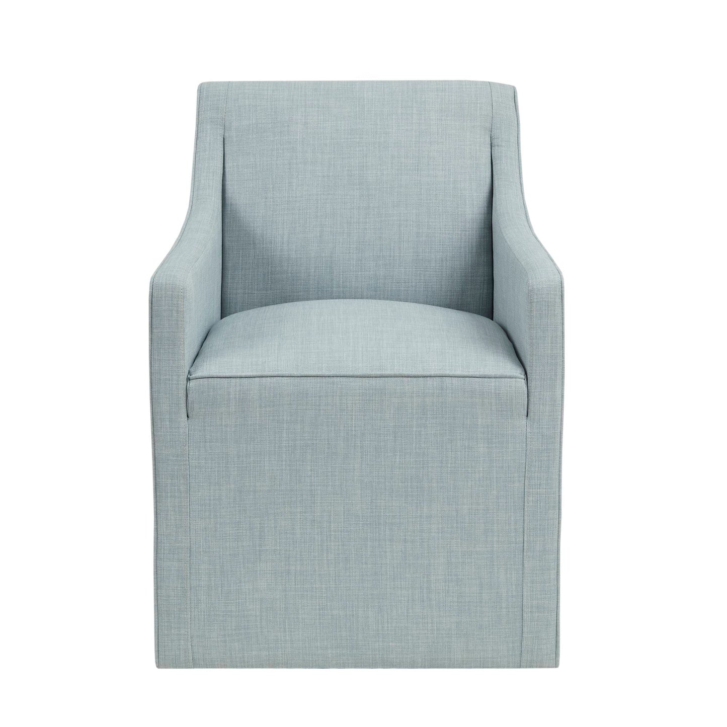 Upholstered Accent Chair with Hidden Casters and Sloped Arms