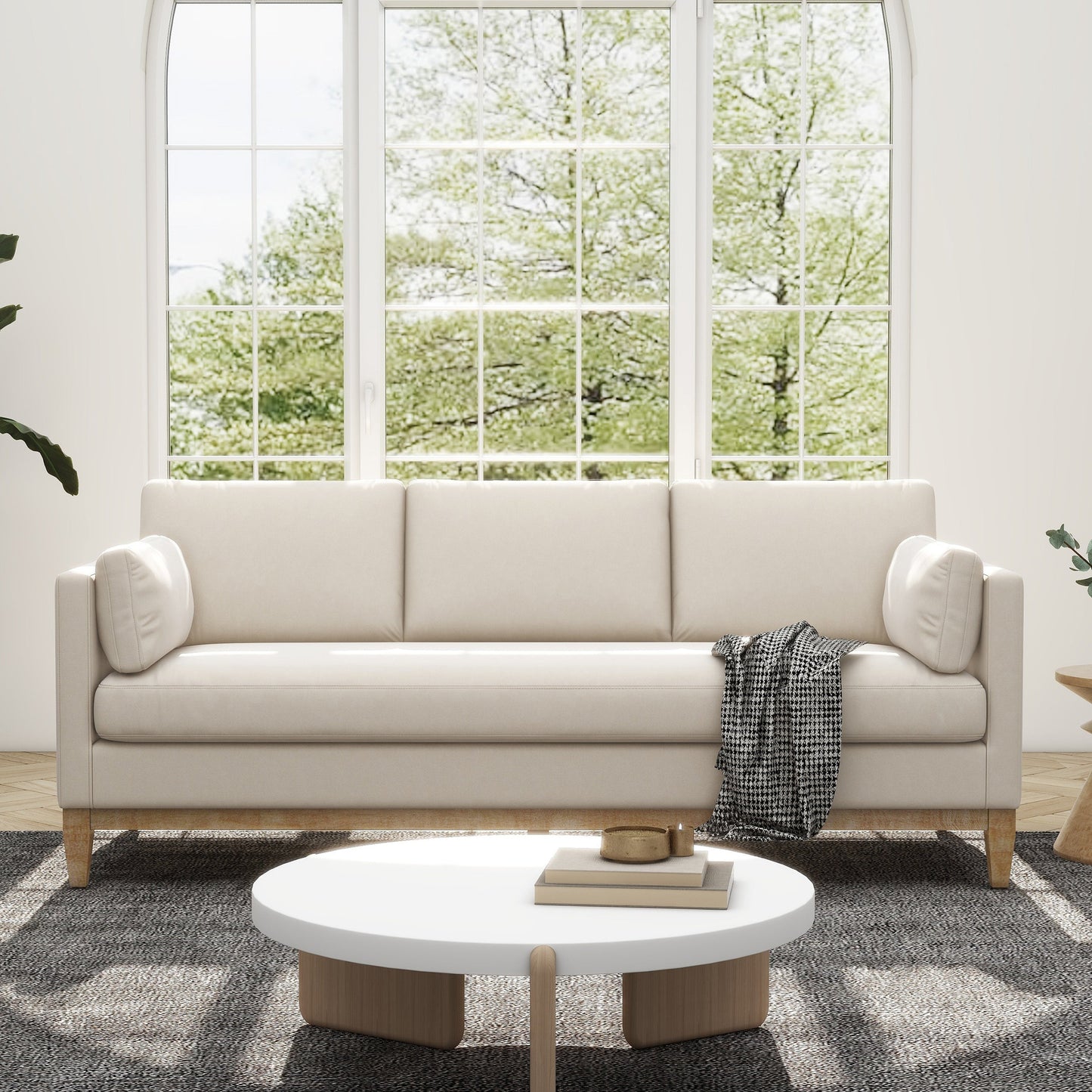 Crownedd 84" Upholstered Sofa with Square Track Arms
