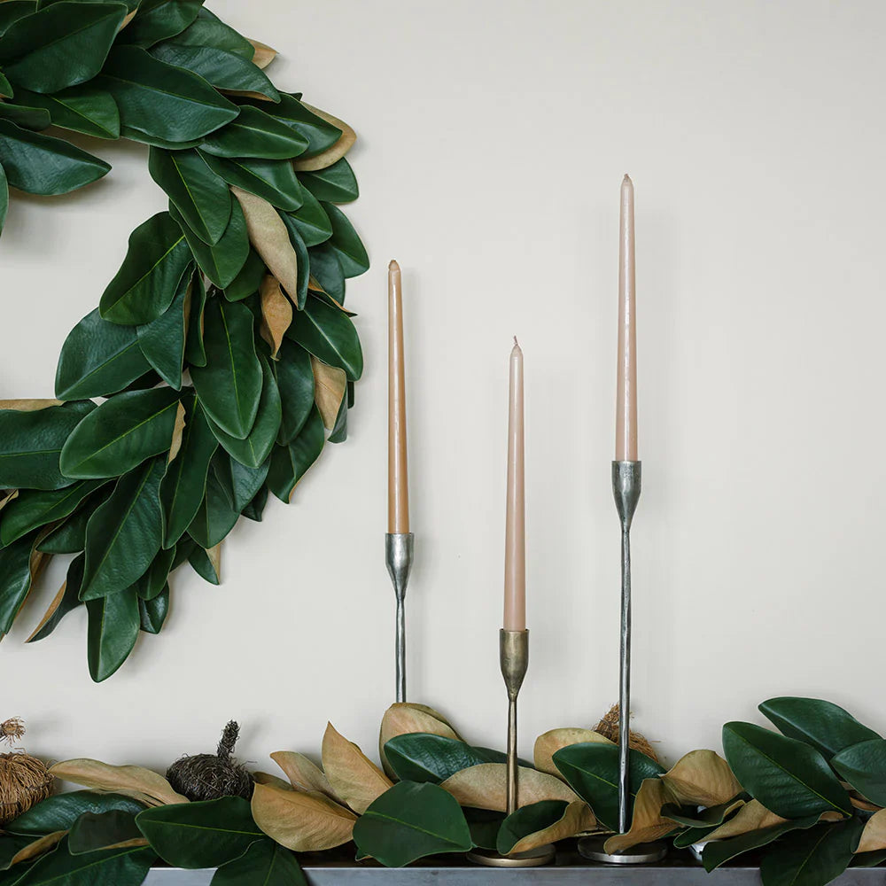 Pewter Iron Candleholders, Set of 3