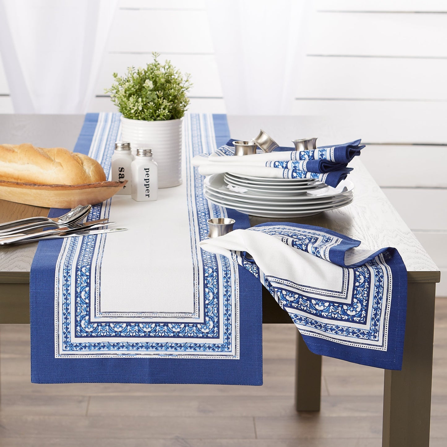 Porto Stripe Print Table Runner 14X72