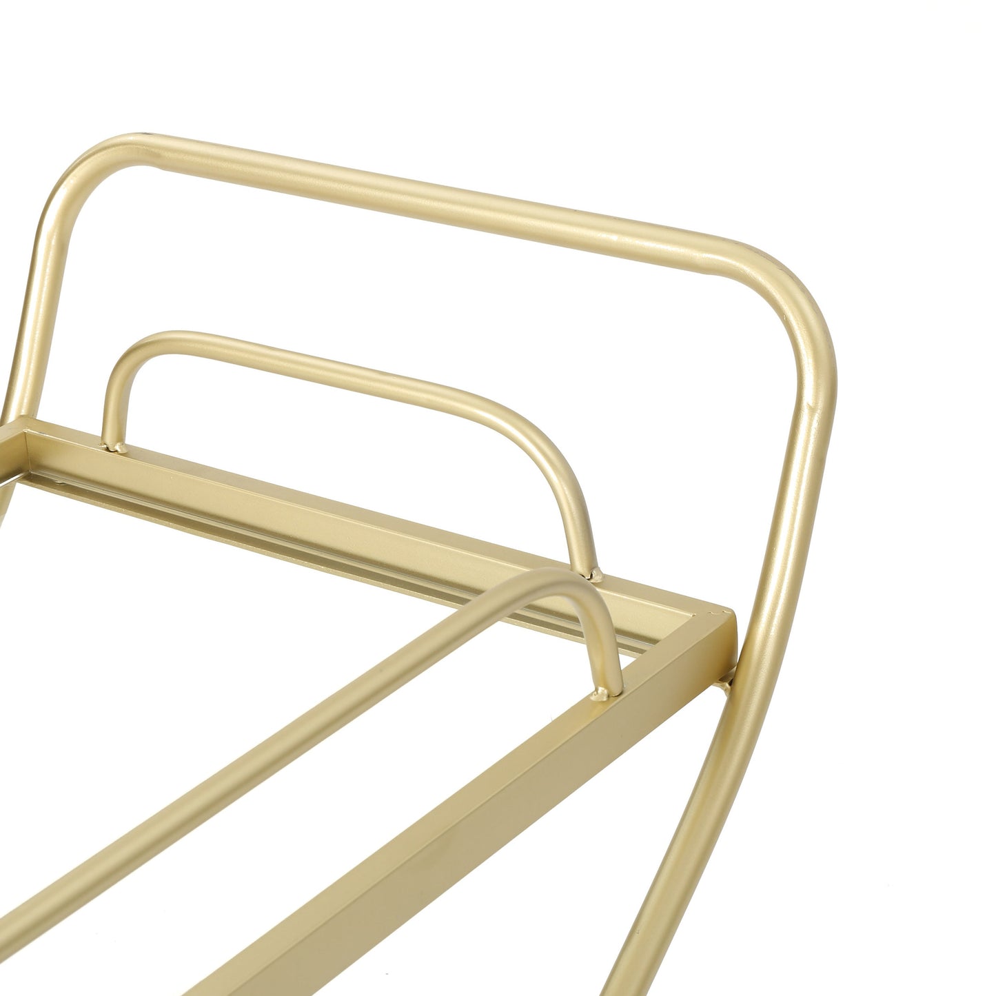 Allegro Outdoor Bar Cart with 2 Tempered Glass Shelves and Metal Frame