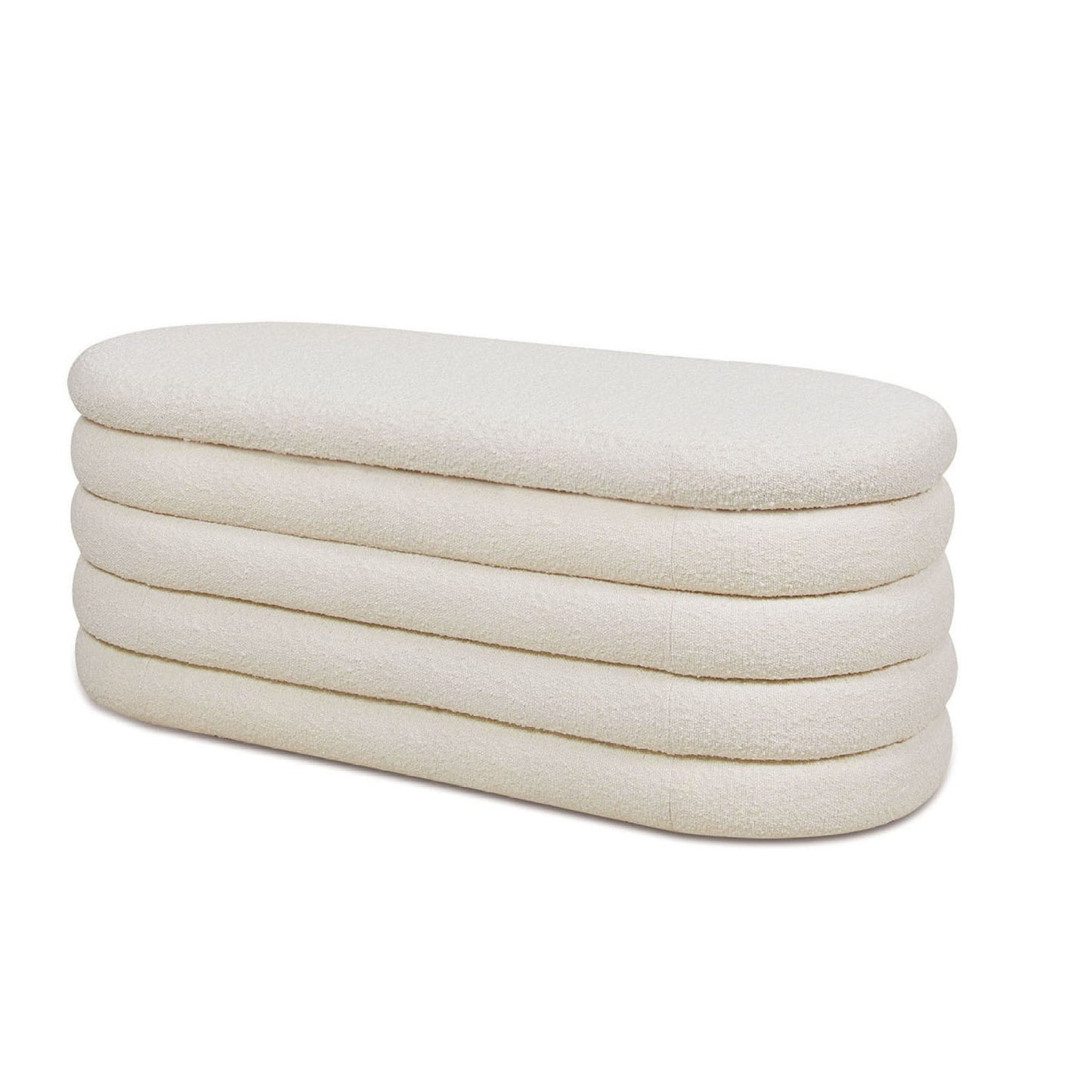 Capstone Oval Lid-Up Upholstered Storage Bench with Horizontal Tufting