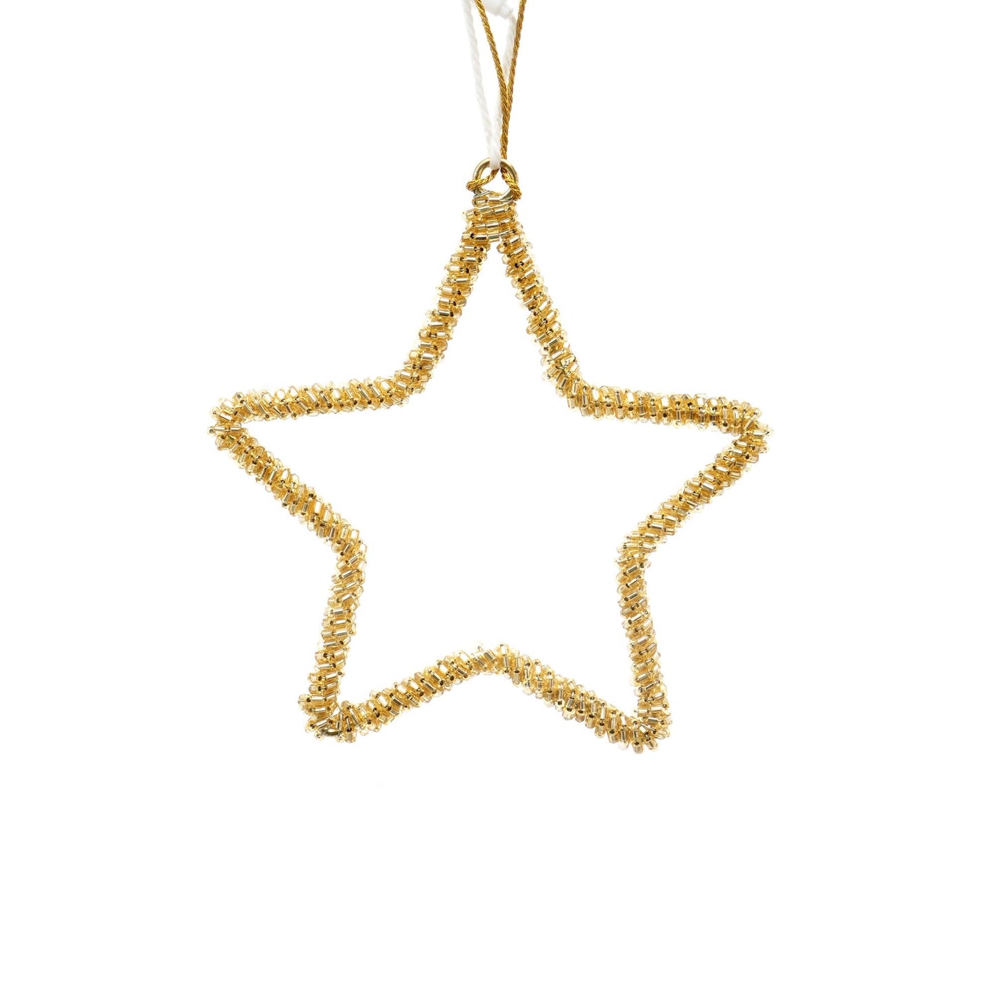 Beaded Golden Star Ornament, Set of 6