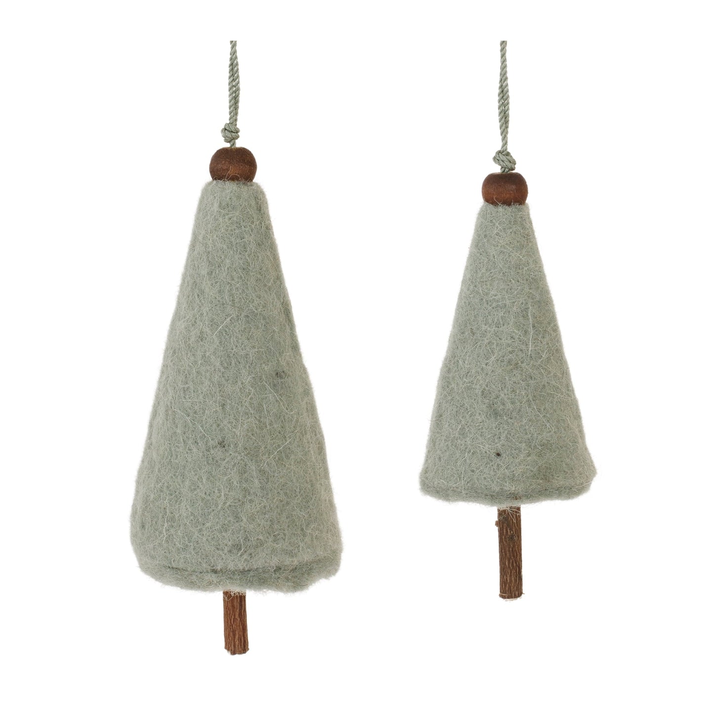 Felt Wool Pine Tree Ornament, Set of 8