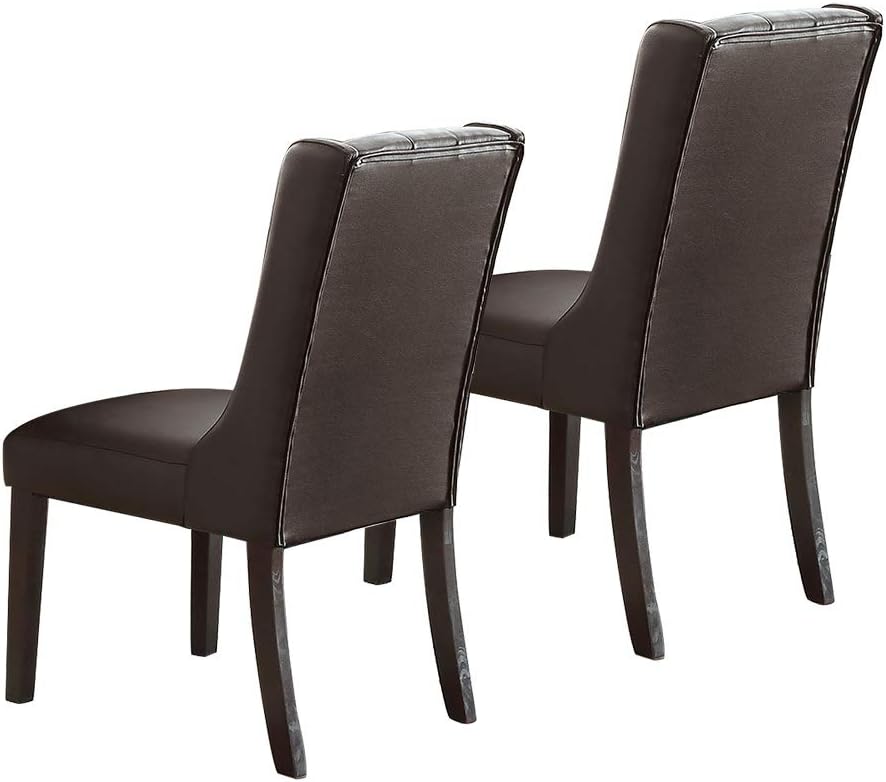 Button Tufted Upholstered Dining Chair with Wing Back, Set of 2