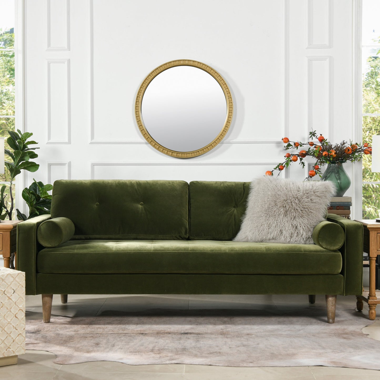 Upholstered Sofa with 2 Removable Cushions