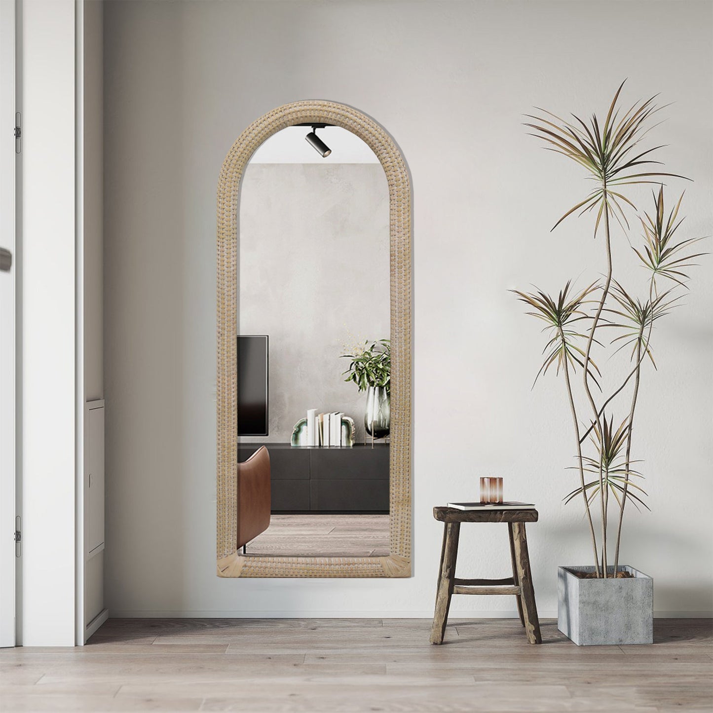 Boho Arch Rattan Wall Mirror
