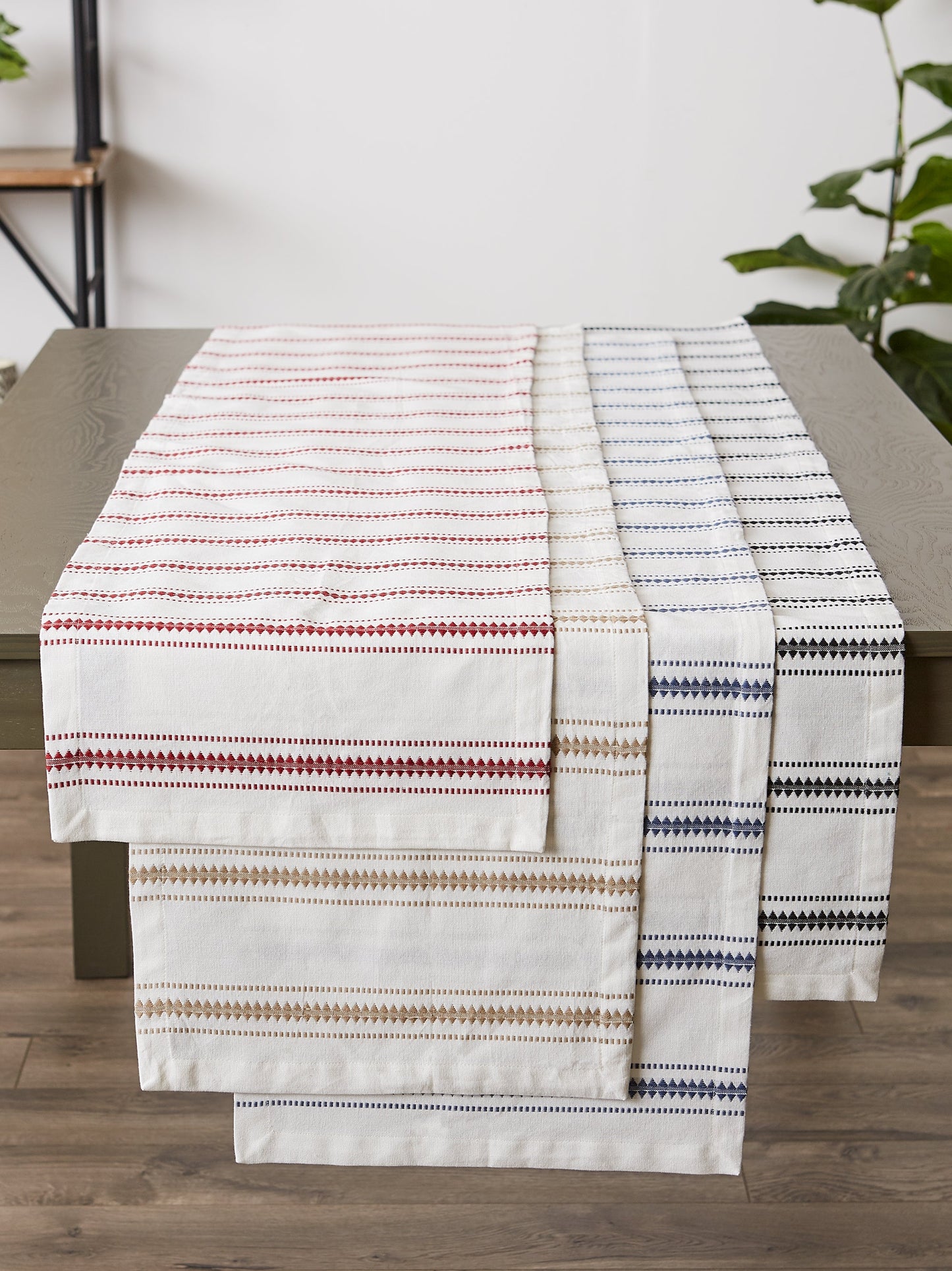 Stone Zig Dobby Stripe Table Runner 14X72