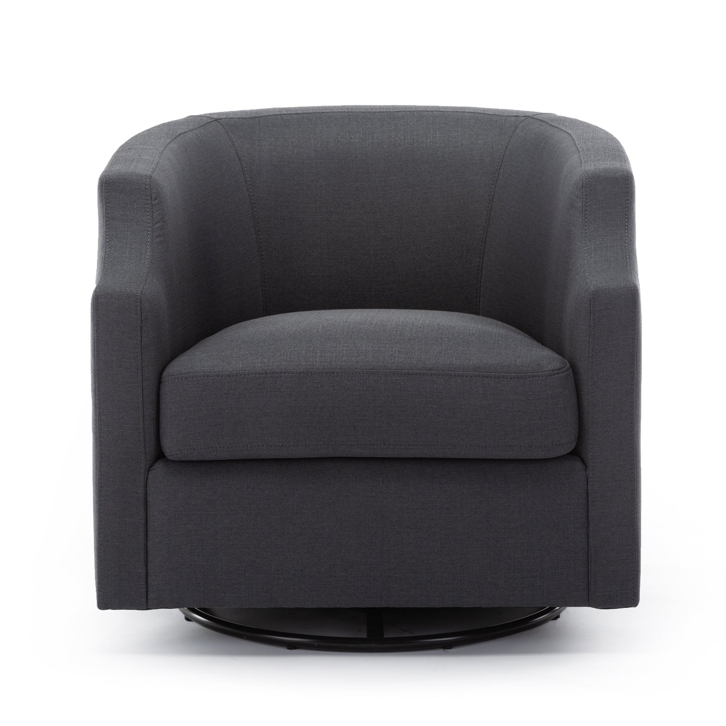 Crocoite Upholstered Barrel Chair with Clip Arms Design and 360-Degree Swivel