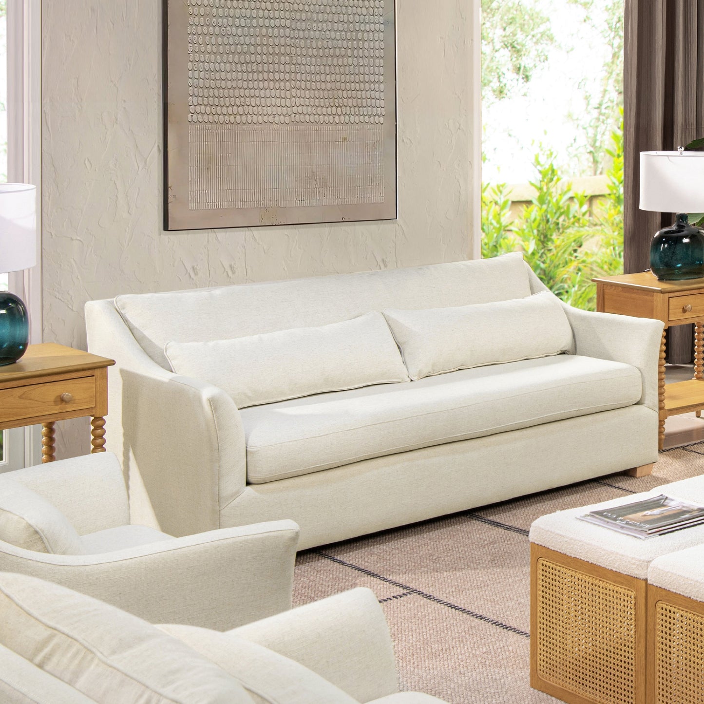 Citadell 83" Upholstered Sofa with Lumbar Pillow and Flared Arms