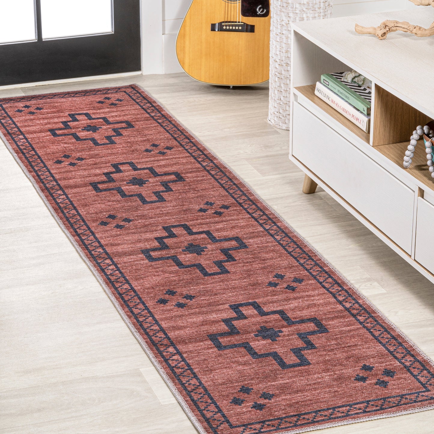 Korsa Geometric Medallion Machine-Washable Area Rug