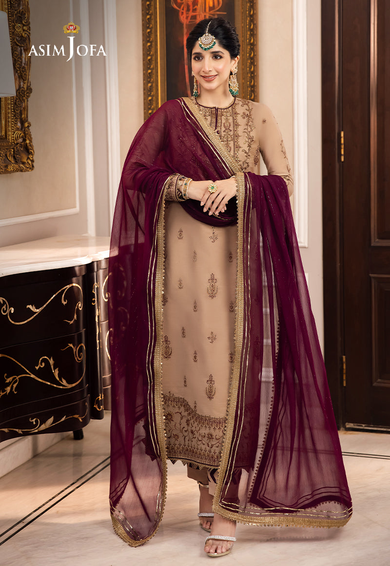 AJZS-12 EMBROIDERED CHANDERI COTTON 3 PCS