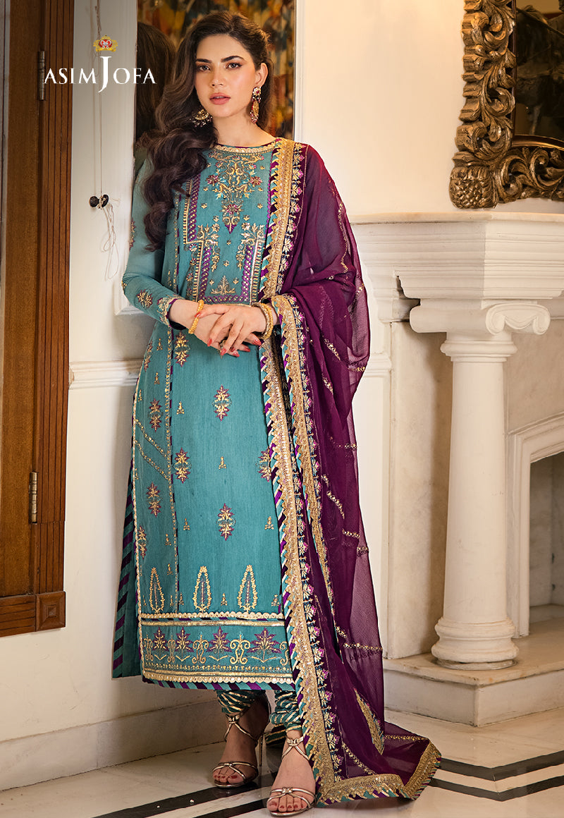 AJZS-17 EMBROIDERED CHANDERI COTTON 3 PCS