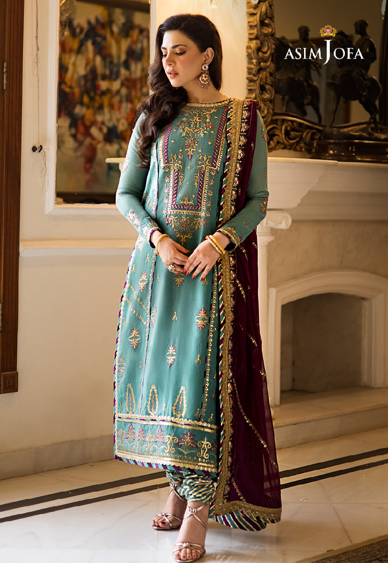 AJZS-17 EMBROIDERED CHANDERI COTTON 3 PCS
