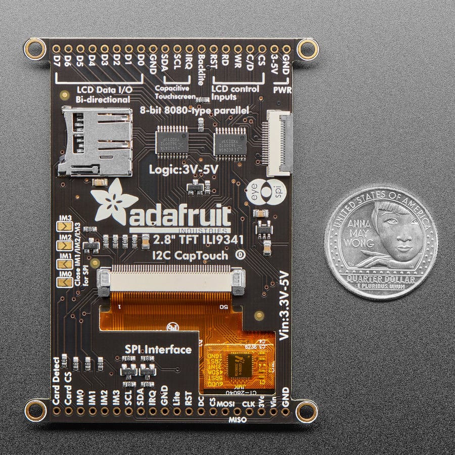 2.8" TFT LCD with Cap Touch Breakout Board w/MicroSD Socket - EYESPI Connector