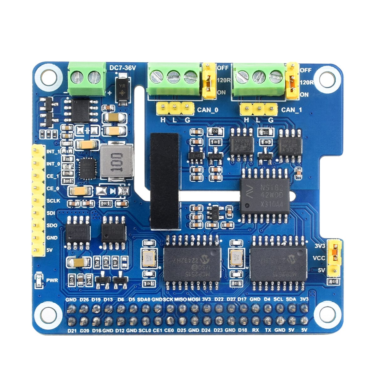 2-Channel Isolated CAN Bus Expansion HAT For Raspberry Pi
