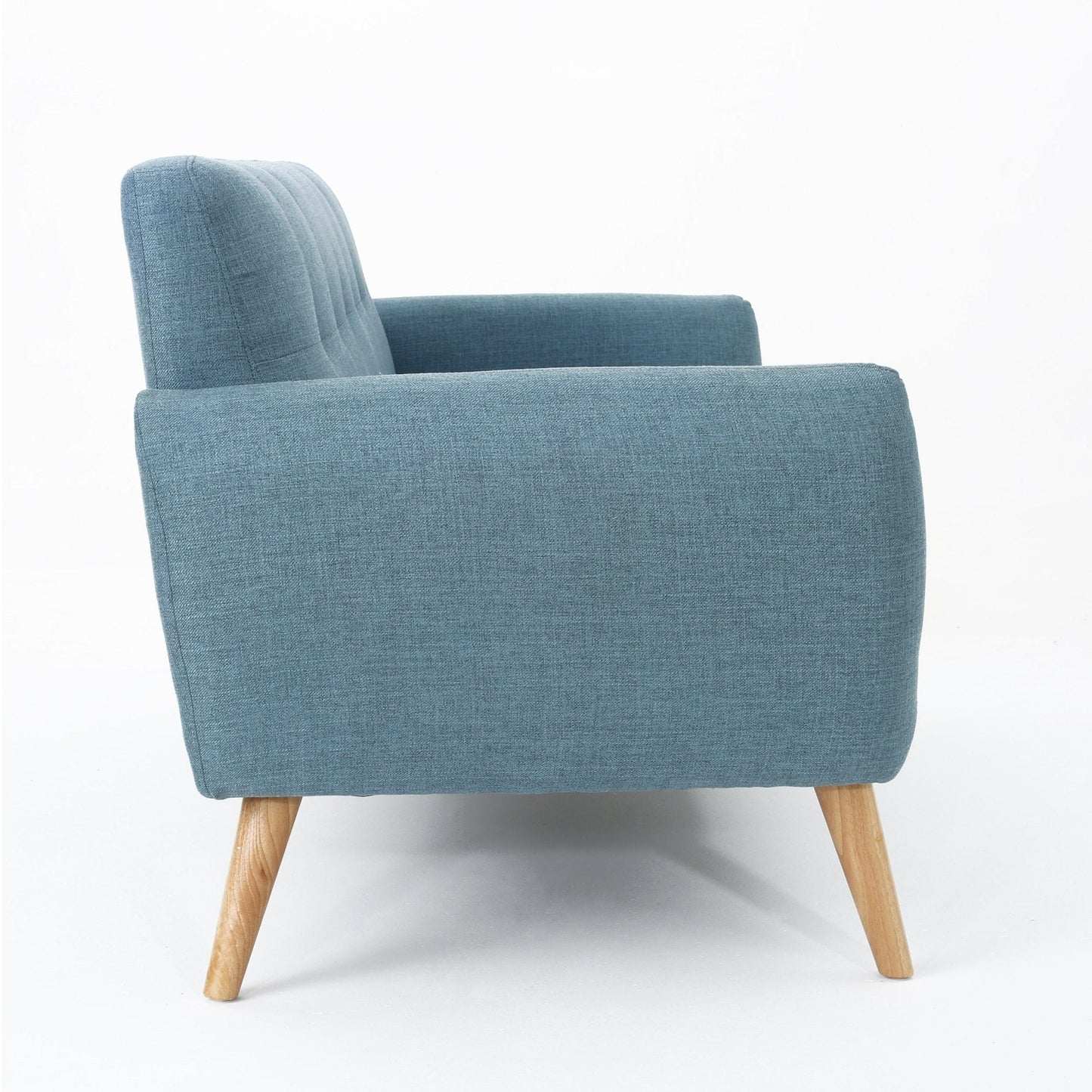2-Seater Loveseat with Button Tufted Back and Solid Wood Legs