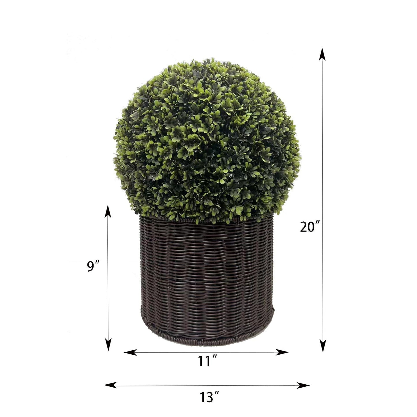 20" Ball Topiary Faux Plant in Woven Pot