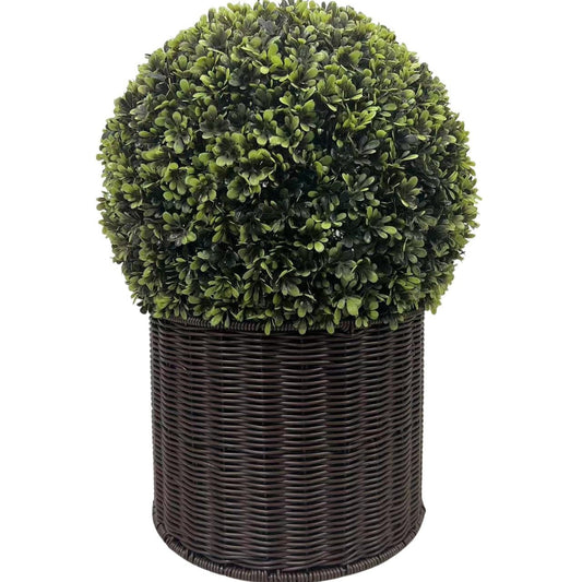 20" Ball Topiary Faux Plant in Woven Pot
