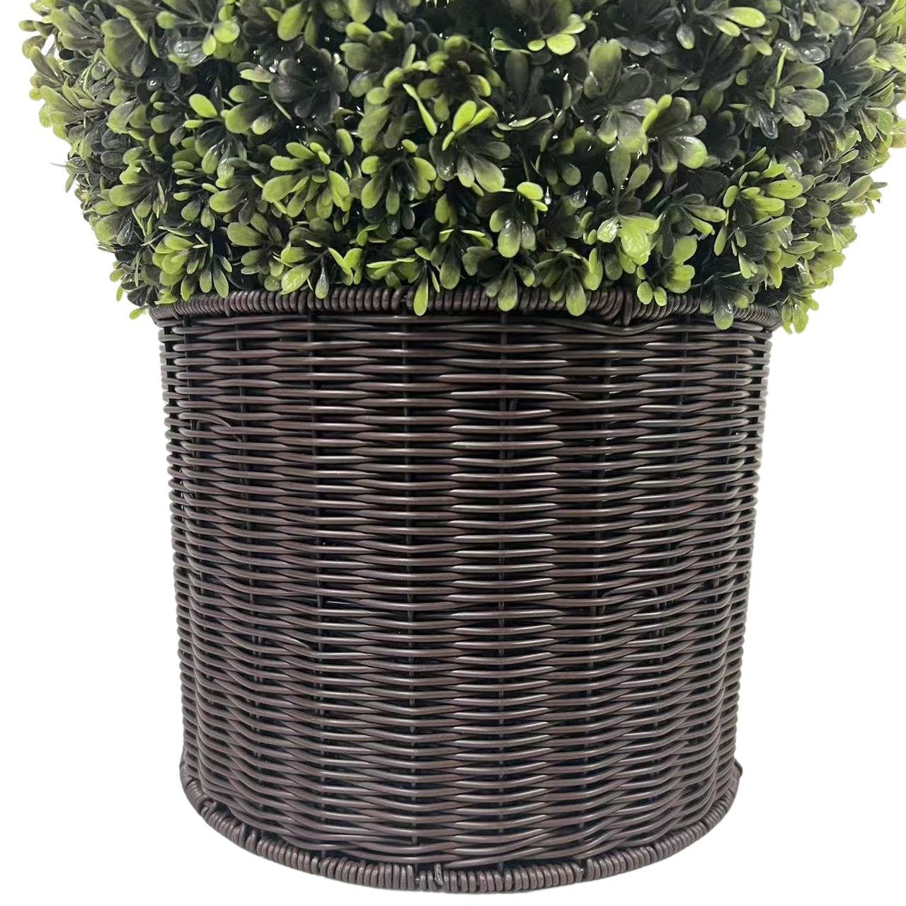20" Ball Topiary Faux Plant in Woven Pot