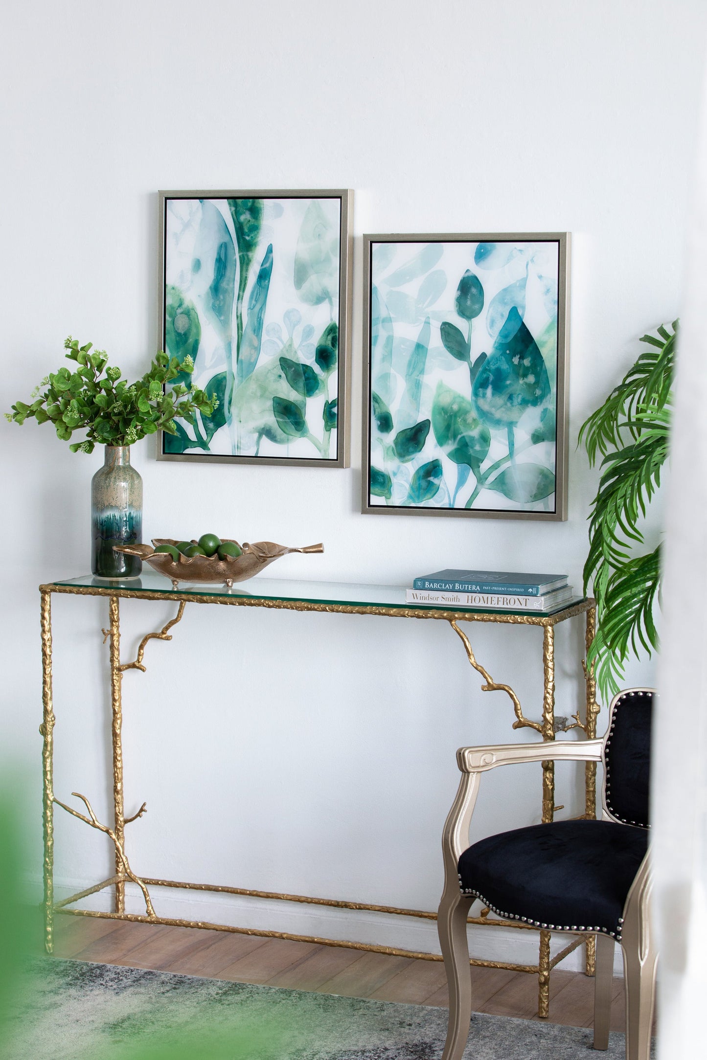 Wall Art with Watercolor Leaf Acrylic Prints, Set of 2