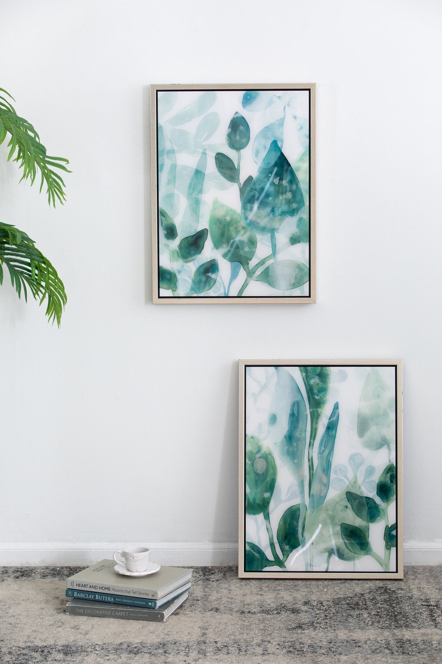 Wall Art with Watercolor Leaf Acrylic Prints, Set of 2