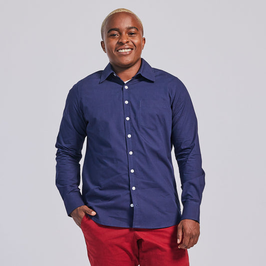 Navy Point Collar Shirt