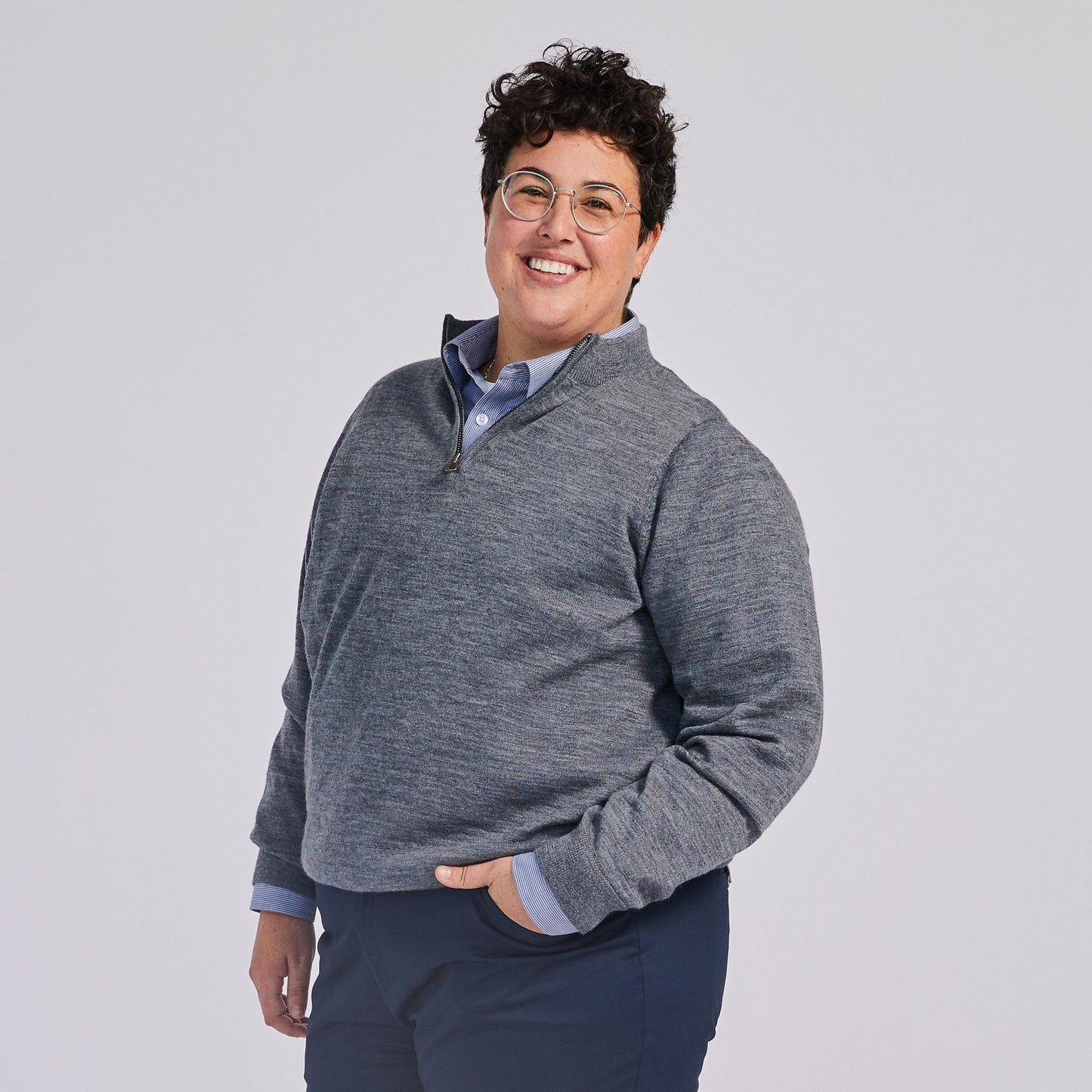The Frances Gray Quarter-Zip Sweater
