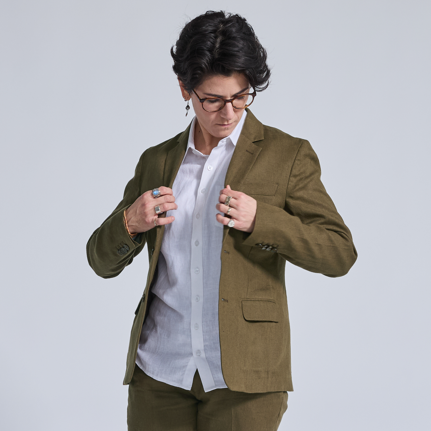 Deep Moss Linen Blazer
