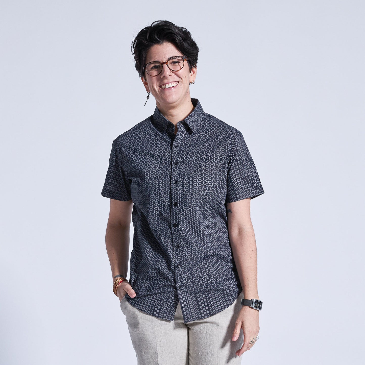 The Ray Black & White Geo Short Sleeve Shirt
